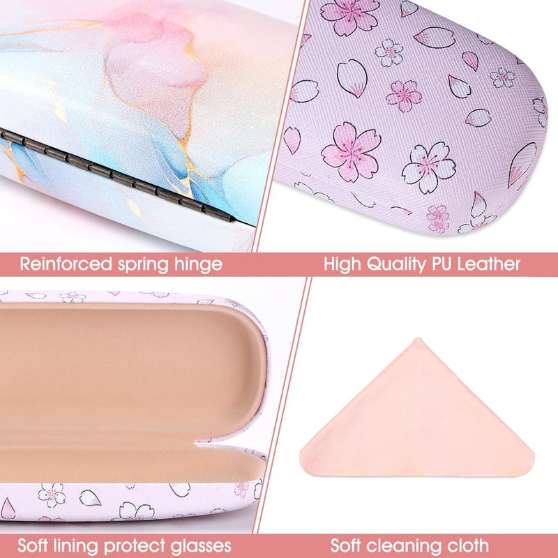 PERFECTSIGHT Store Hard Shell Eyeglasses Case, PU Leather Protective Glasses Case, Cute Eyeglass Case for Women Men Girls - Image 2